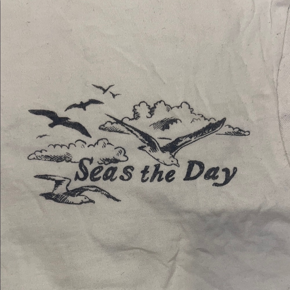 J. Crew White Graphic Tee with Seagull Design